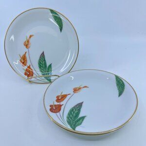 vintage noritake "waikiki" floral dessert plates with gold trim 1960's set of 2